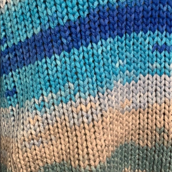 ❌DONATED❌Blue Multicolor Oversized Stripe Cable Knit Tunic Sweater Top - Picture 7 of 9